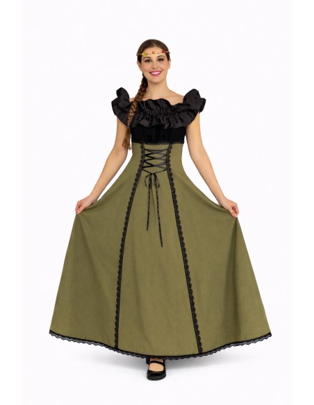 Costume medievale della filatrice Agnes di alta qualità, ideale per il carnevale, feste a tema ed eventi speciali.
